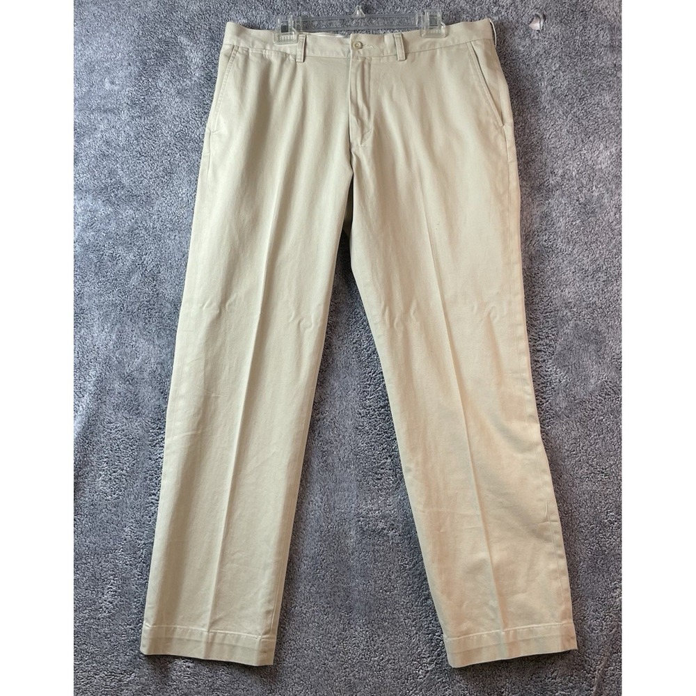 Polo Ralph Lauren Suffield Pants Size 36x32 Beige Flat Front Chino Khakis Preppy